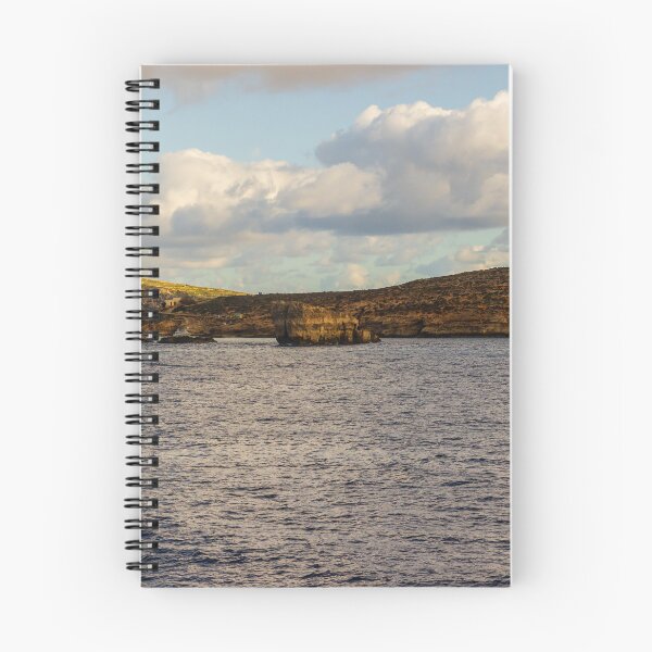 Item preview, Calm Ocean Horizon With Cloud-Filled Sky and Distant Coastal Island at Golden Hour designed and sold by Nmallia.
