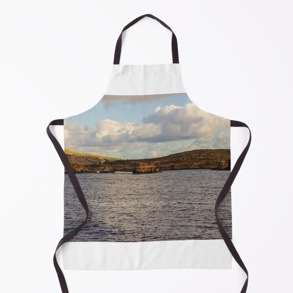 Item preview, Calm Ocean Horizon With Cloud-Filled Sky and Distant Coastal Island at Golden Hour designed and sold by Nmallia.