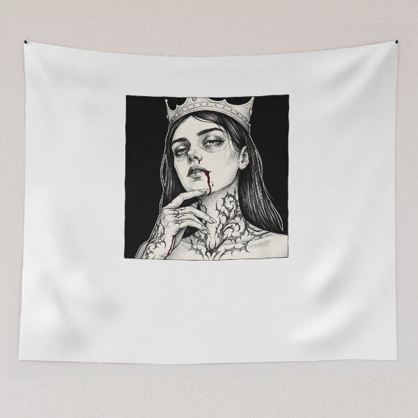 Item preview, Queen – Gothic crown portrait with tattoos designed and sold by OH-MY-GOTH.