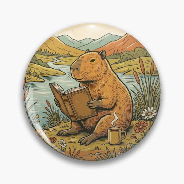 Item preview, Bookish Capybara Wildlife Reserve Vintage Book Lover Nature Design designed and sold by urbinet.
