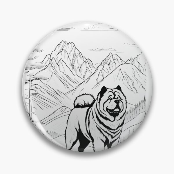 Item preview, Chow chow Line Art Illustration – Black and White Outline, chow chow in the mountains designed and sold by Coolparrotgirl.