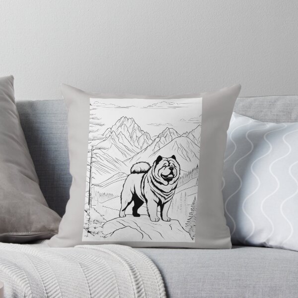 Item preview, Chow chow Line Art Illustration – Black and White Outline, chow chow in the mountains designed and sold by Coolparrotgirl.