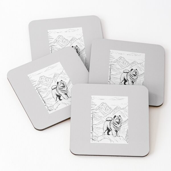 Item preview, Chow chow Line Art Illustration – Black and White Outline, chow chow in the mountains designed and sold by Coolparrotgirl.