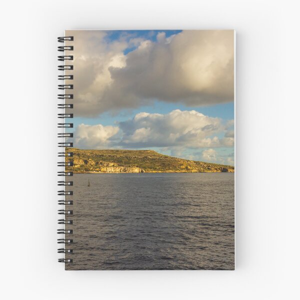 Item preview, Calm Ocean Horizon With Cloud-Filled Sky and Distant Coastal Island at Golden Hour designed and sold by Nmallia.