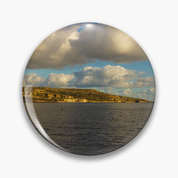 Item preview,  Calm Ocean Horizon With Cloud-Filled Sky and Distant Coastal Island at Golden Hour designed and sold by Nmallia.