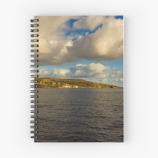 Item preview,  Calm Ocean Horizon With Cloud-Filled Sky and Distant Coastal Island at Golden Hour designed and sold by Nmallia.
