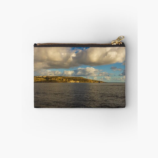 Item preview,  Calm Ocean Horizon With Cloud-Filled Sky and Distant Coastal Island at Golden Hour designed and sold by Nmallia.