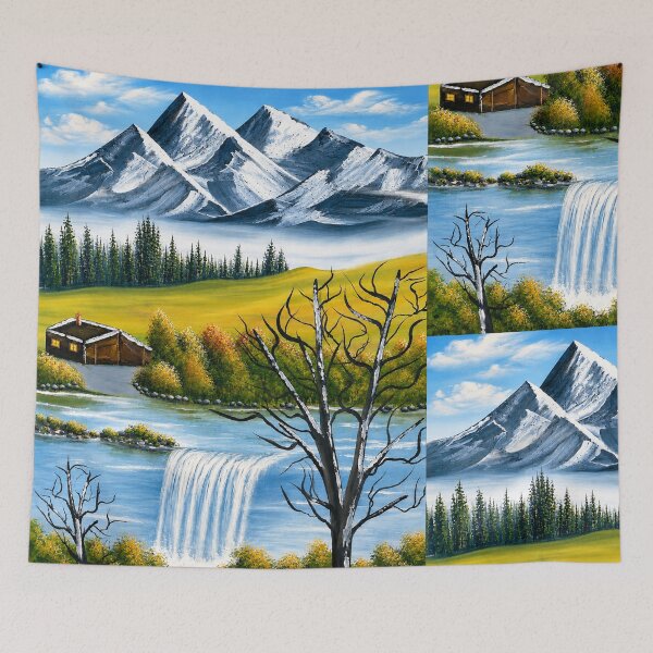 Item preview, Blue Cold Mountains Snowy Waterfall River designed and sold by MarlinMatt.