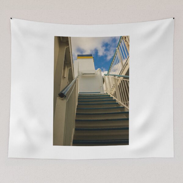 Item preview, Outdoor Blue and White Staircase Leading Up Toward Sky With Dramatic Perspective designed and sold by Nmallia.