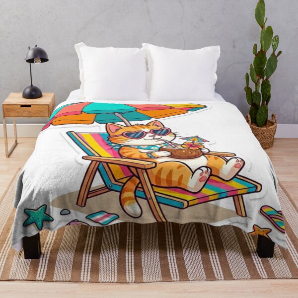 Item preview, Cat drinking coconut on the beach designed and sold by Octaner.