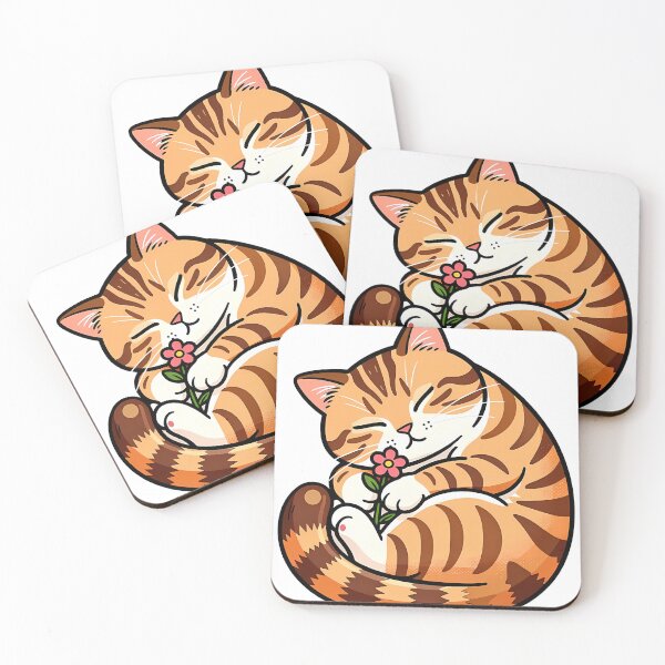 Item preview, Sleeping Tabby Cat with Flower designed and sold by Lilith.3x313 Vault.