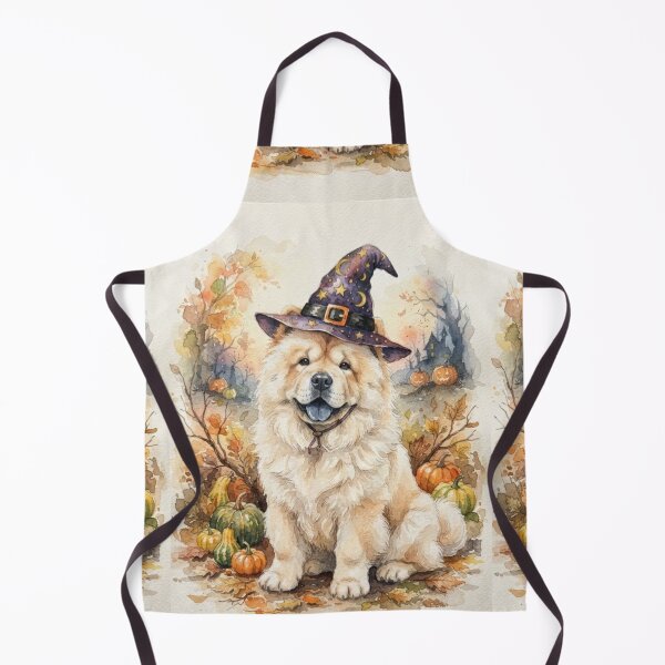 Item preview, Chow chow Halloween, pumpkin, witch hat, bats, creepy, spooky, watercolour style designed and sold by Coolparrotgirl.