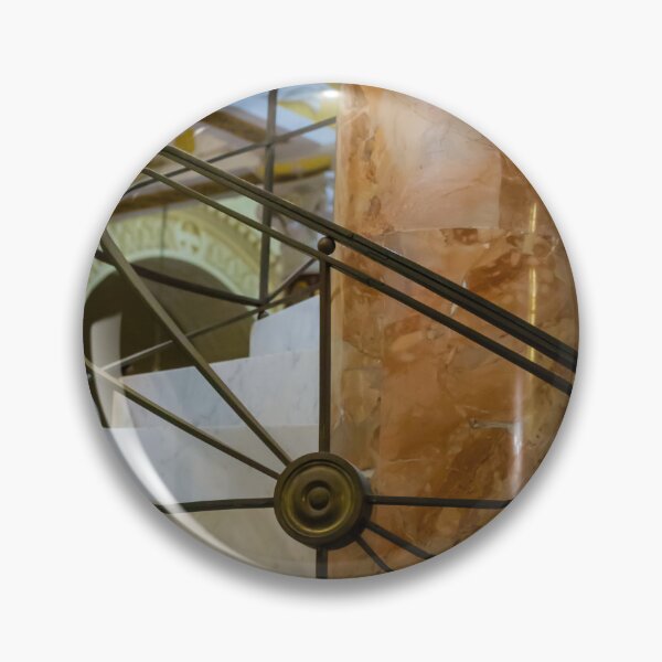Item preview, Ornate Marble Spiral Staircase With Polished Column And Decorative Metal Railing In Historic Interior designed and sold by Nmallia.