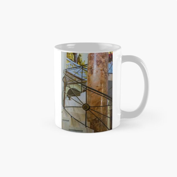 Item preview, Ornate Marble Spiral Staircase With Polished Column And Decorative Metal Railing In Historic Interior designed and sold by Nmallia.