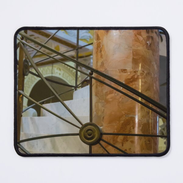 Item preview, Ornate Marble Spiral Staircase With Polished Column And Decorative Metal Railing In Historic Interior designed and sold by Nmallia.