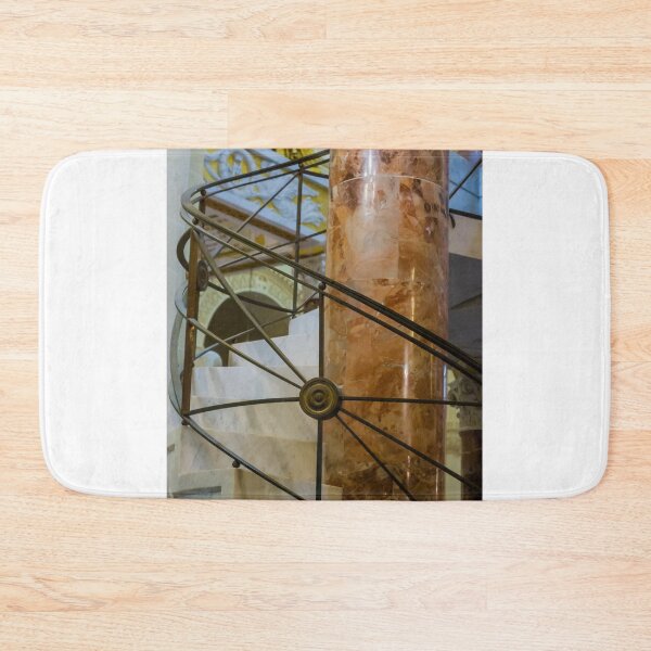 Item preview, Ornate Marble Spiral Staircase With Polished Column And Decorative Metal Railing In Historic Interior designed and sold by Nmallia.