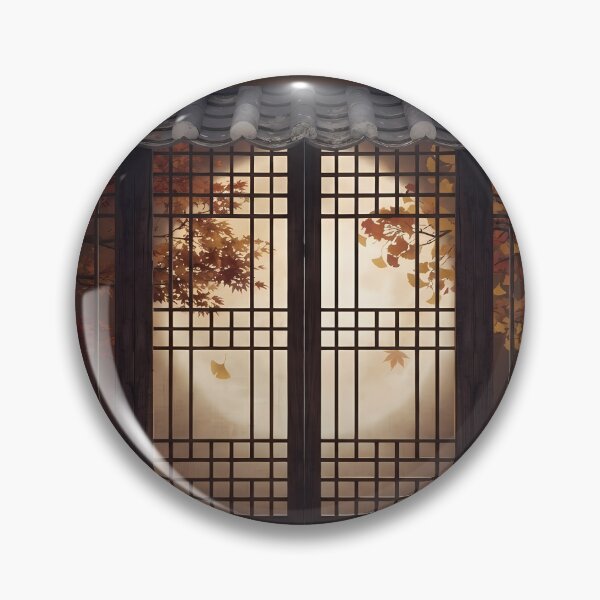 Item preview, Golden Moonlight Through Korean Traditional Lattice Window & Autumn Maple Leaves - Cozy Fall Night Aesthetic designed and sold by SOOstudio73.