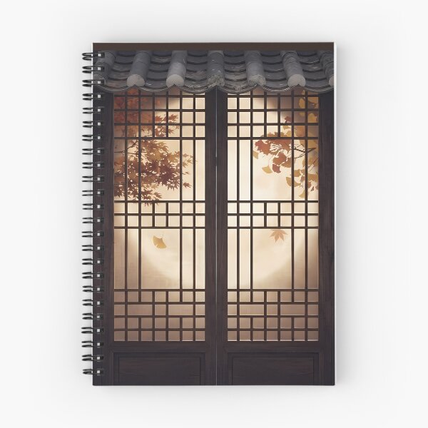 Item preview, Golden Moonlight Through Korean Traditional Lattice Window & Autumn Maple Leaves - Cozy Fall Night Aesthetic designed and sold by SOOstudio73.