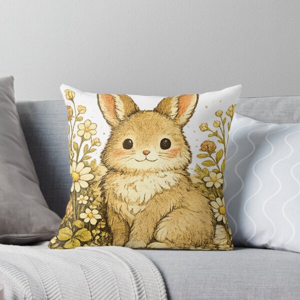 Aperçu de l'œuvre Woodland Bunny Wildflower Meadow créée et vendue par Gold&pixels.