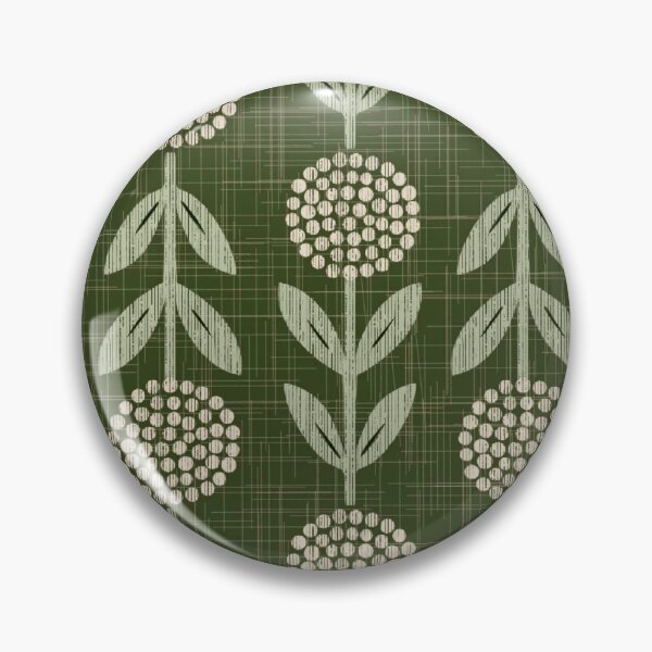 Item preview, Mid Century Modern Flower Block Print Green  designed and sold by primavera art.
