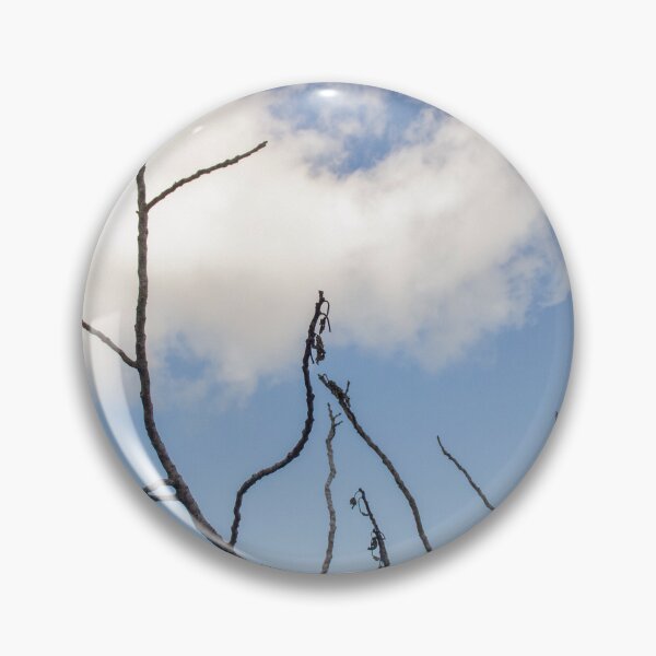 Item preview, Bare Tree Branches Silhouetted Against Blue Sky With Single Cloud Over Arid Landscape designed and sold by Nmallia.
