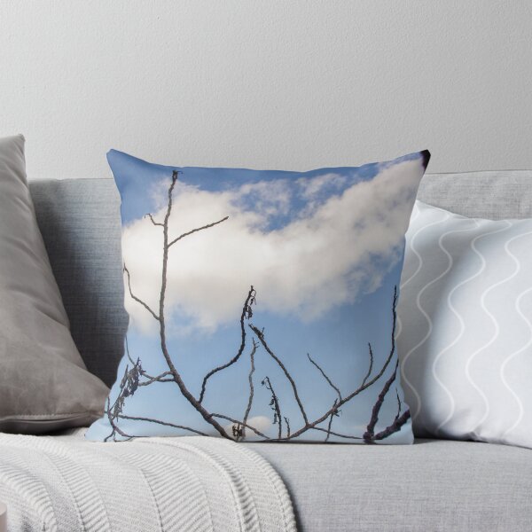 Item preview, Bare Tree Branches Silhouetted Against Blue Sky With Single Cloud Over Arid Landscape designed and sold by Nmallia.