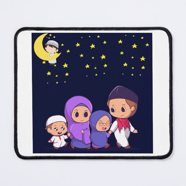 Item preview, Cute Muslim Family Under the Ramadan Moon | Islamic Kids Illustration designed and sold by Emanartstudio14.