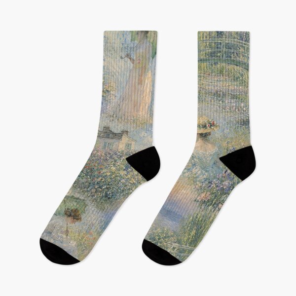 Item preview, Impressionist Water Garden Collage – Monet Inspired Cottagecore Floral Landscape designed and sold by rimmatv.