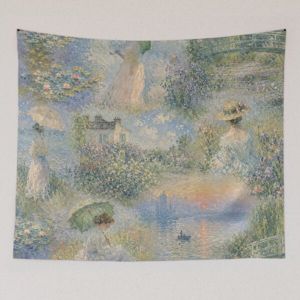 Item preview, Impressionist Water Garden Collage – Monet Inspired Cottagecore Floral Landscape designed and sold by rimmatv.