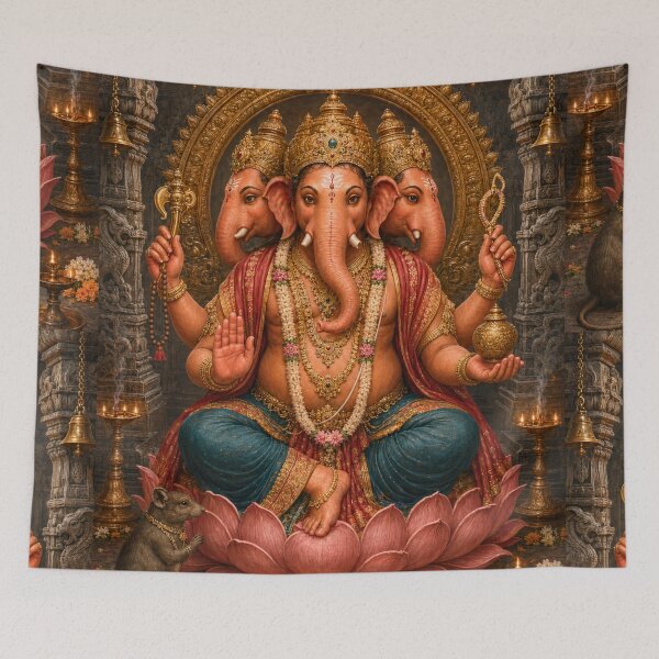 Item preview, 32 Forms of Lord Ganesha - Trimukha Ganapati – Three-Faced Lord of Divine Awareness  designed and sold by Homyar.