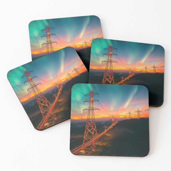 Item preview, Aurora Over the Grid | Electricity Pylon Landscape designed and sold by Pylon-Bureau.