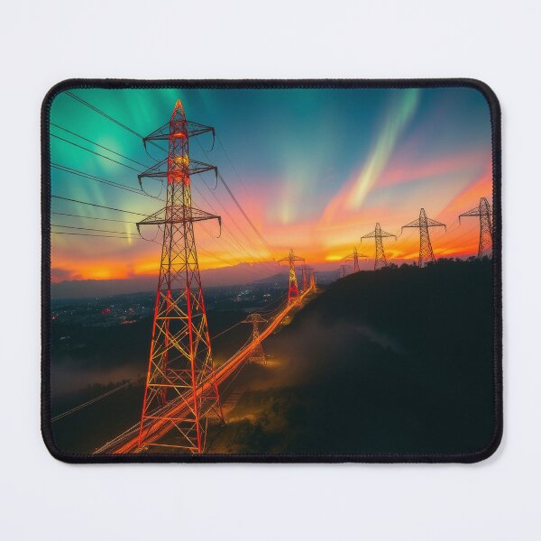 Item preview, Aurora Over the Grid | Electricity Pylon Landscape designed and sold by Pylon-Bureau.