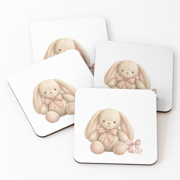 Item preview, Cute Watercolor Plush Bunny Rabbit with Pink Bow Sticker designed and sold by simranart111.