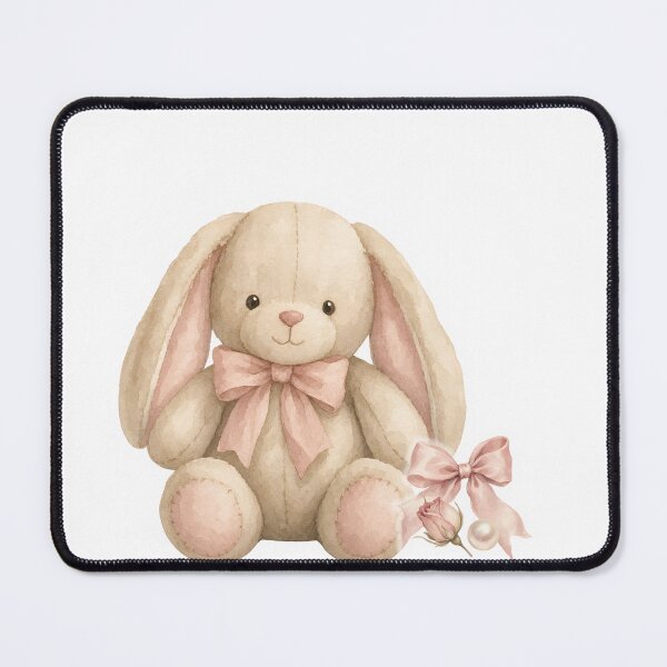 Item preview, Cute Watercolor Plush Bunny Rabbit with Pink Bow Sticker designed and sold by simranart111.