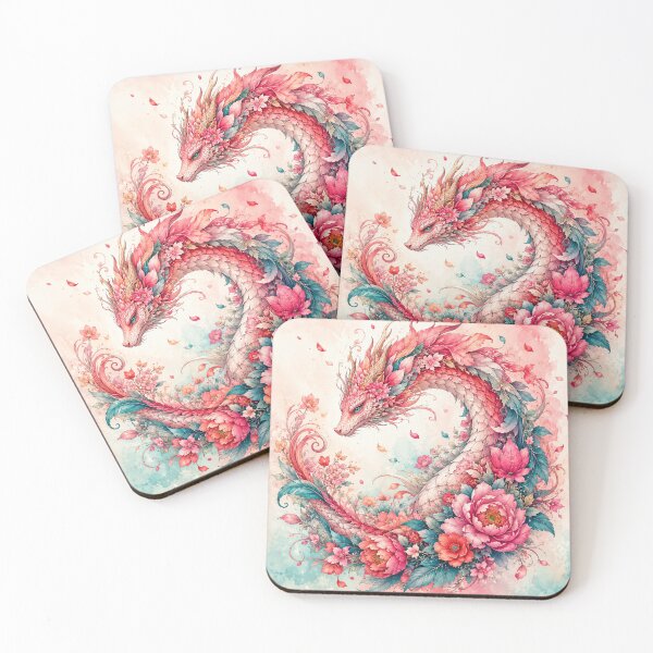 Item preview, Pink Floral Dragon Watercolor Fantasy designed and sold by MWprint.
