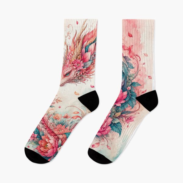 Item preview, Pink Floral Dragon Watercolor Fantasy designed and sold by MWprint.