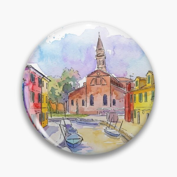 Item preview, Venice Burano Island Colorful Houses Watercolor Art designed and sold by NareArt.