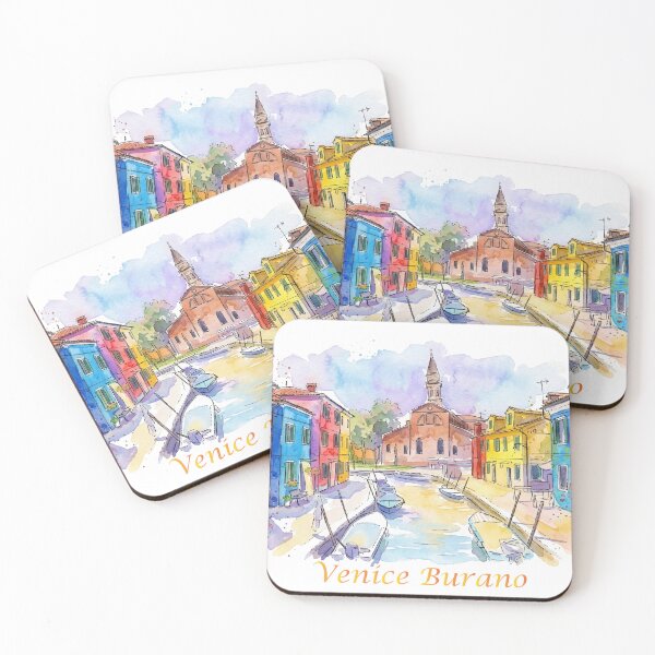 Item preview, Venice Burano Island Colorful Houses Watercolor Art designed and sold by NareArt.