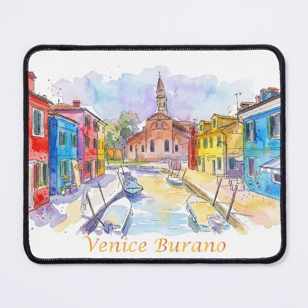 Item preview, Venice Burano Island Colorful Houses Watercolor Art designed and sold by NareArt.