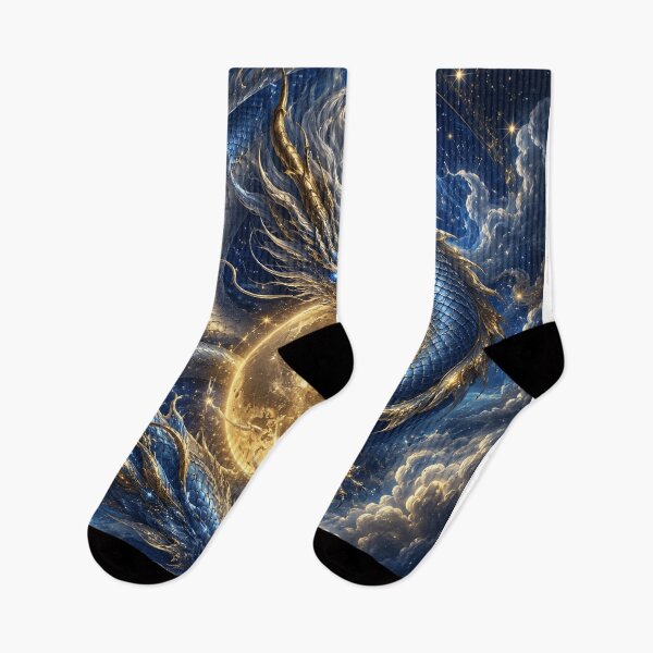Item preview, Celestial Blue Dragon Around Golden Moon designed and sold by MWprint.