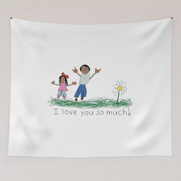 Item preview, I Love You So Much Cute Doodle Family Father Daughter / I Love You So Much Naive Doodle Art Drawing designed and sold by Krasnovaovaova.