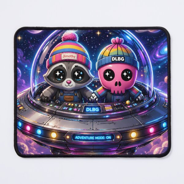 Item preview, DLBG Pink Skull & Jimothy Raccoon Cosmic UFO Space Adventure designed and sold by DLBG-STORE.