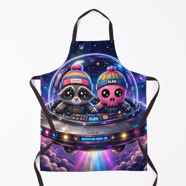 Item preview, DLBG Pink Skull & Jimothy Raccoon Cosmic UFO Space Adventure designed and sold by DLBG-STORE.