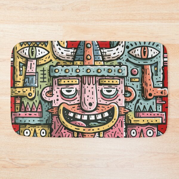 Item preview, Viking Tribal Doodle Face Mask Art designed and sold by Romgora.