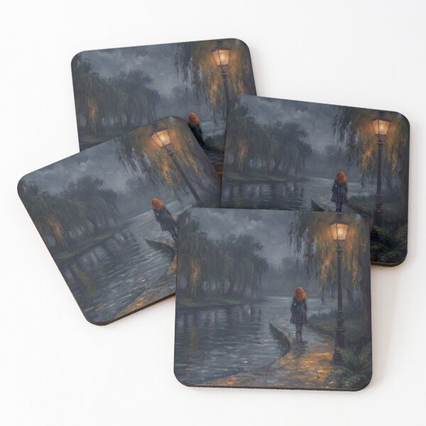 Item preview, Lonely Woman Back View Night Riverside Garden Oil Painting Aesthetic designed and sold by Monyahahaha.