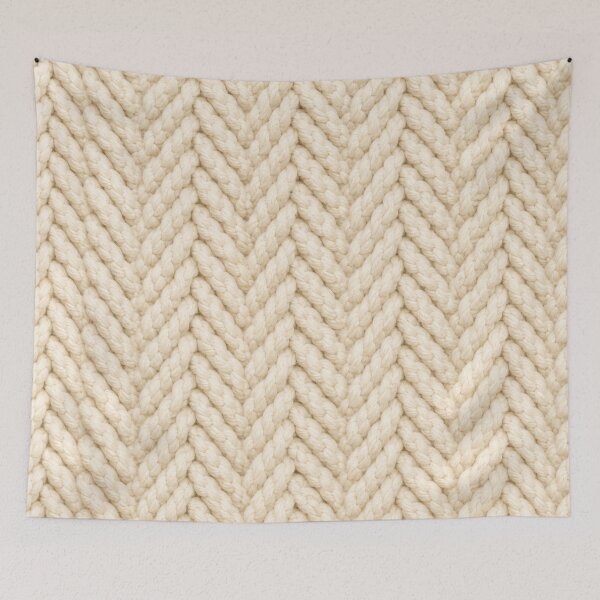Item preview, Cream Chunky Knit Herringbone Luxury Cozy Illusion  designed and sold by Yellowriversss.