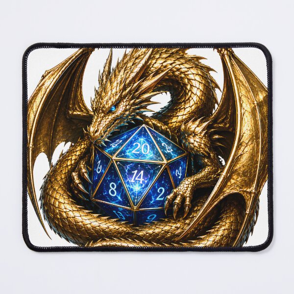 Item preview, D20 Dice Guardian Dragon – Metallic Gold TTRPG Fantasy Gaming Art designed and sold by DragonStore210.