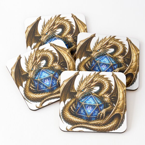 Item preview,  D20 Dice Guardian Dragon – Metallic Gold TTRPG Fantasy Gaming Art designed and sold by DragonStore210.