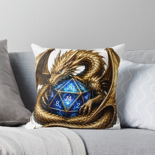 Item preview,  D20 Dice Guardian Dragon – Metallic Gold TTRPG Fantasy Gaming Art designed and sold by DragonStore210.