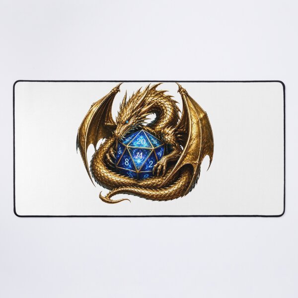 Item preview, D20 Dice Guardian Dragon – Metallic Gold TTRPG Fantasy Gaming Art designed and sold by DragonStore210.